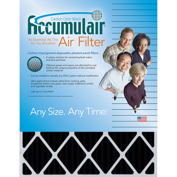 Accumulair Pleated Air Filter, 20" x 25" x 1", 4 Pack FO20X25X1_4